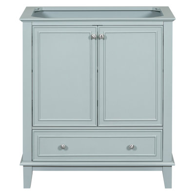 Meuble-lavabo 30 po sans lavabo, base seulement, armoire de salle de bain multifonctionnelle avec portes et tiroir, cadre solide et panneau de fibres à densité moyenne, vert