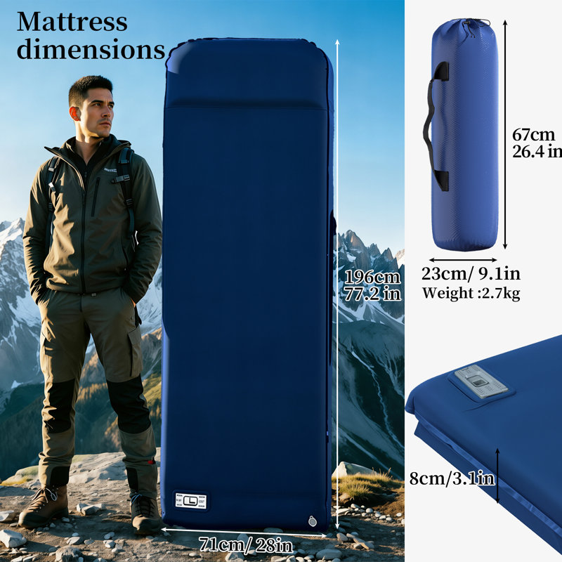 Cot, Blue, 196cm H x 71cm W x 8cm D