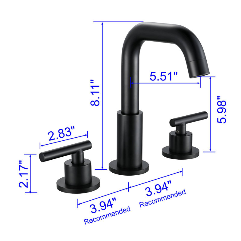 Widespread 2-handle Bathroom Faucet, Matte Black