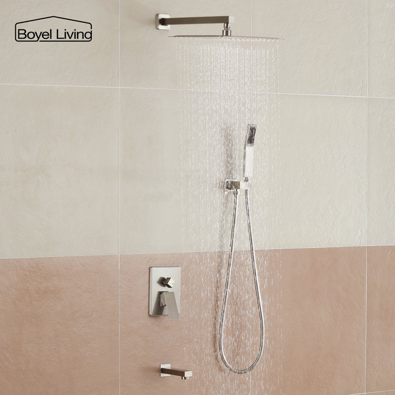 Système de douche complet avec valve brute, Argent