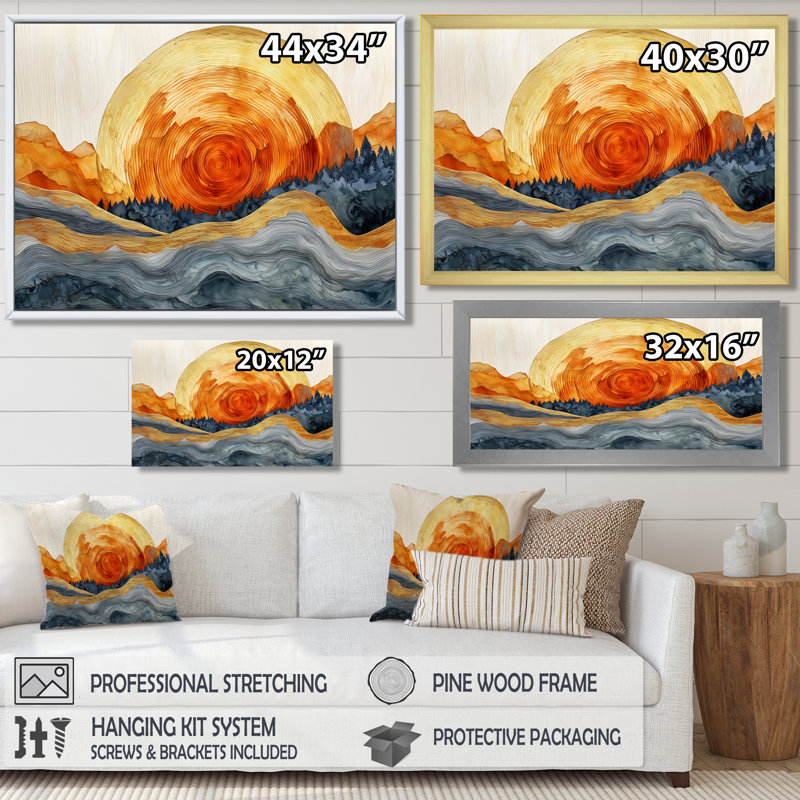 Arbre de lever de soleil Geriyah dans un paysage de forêt I - forêt, art mural, H 12 po x l 20 po, Blanc