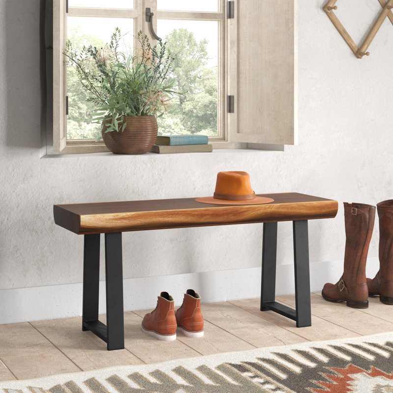 Banc en bois massif Laoma, H 18 po x l 39 po x P 13 po