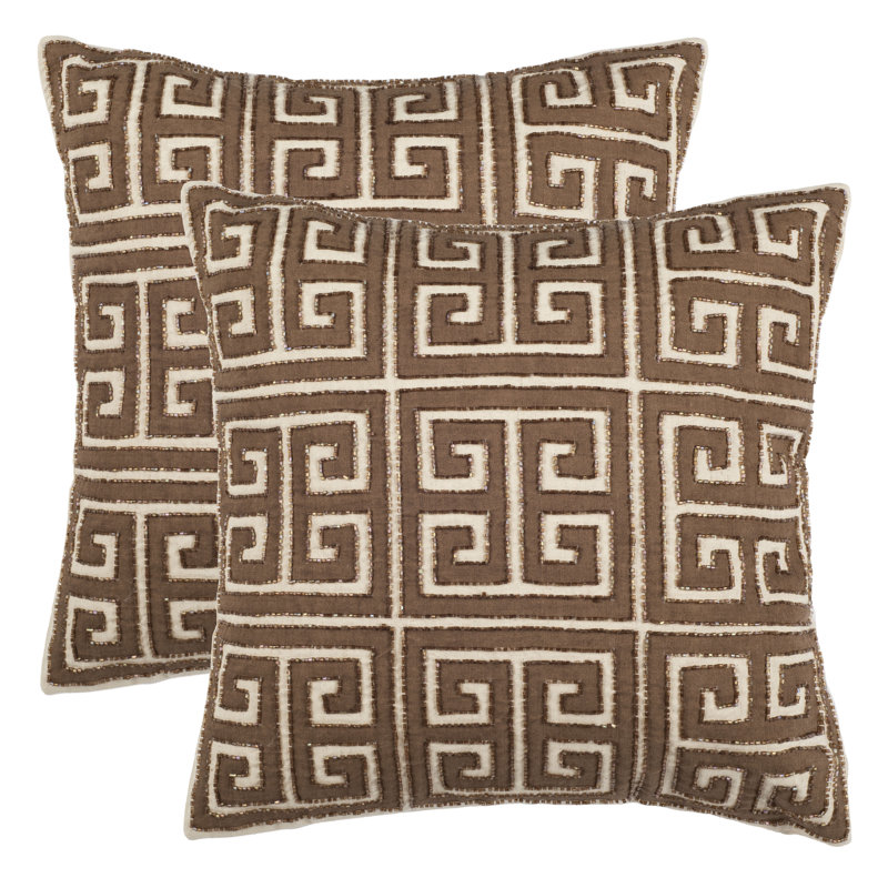Grande housse de coussin carré moderne Modern Greek Key, Or