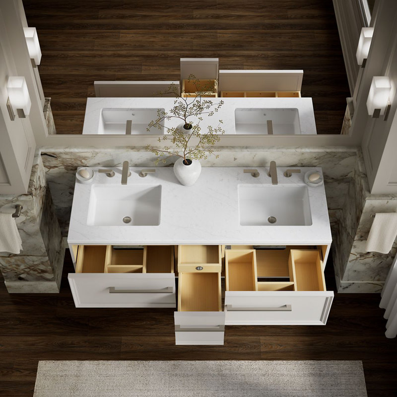 Lodern 61" Single Bathroom Vanity Set, Linen White