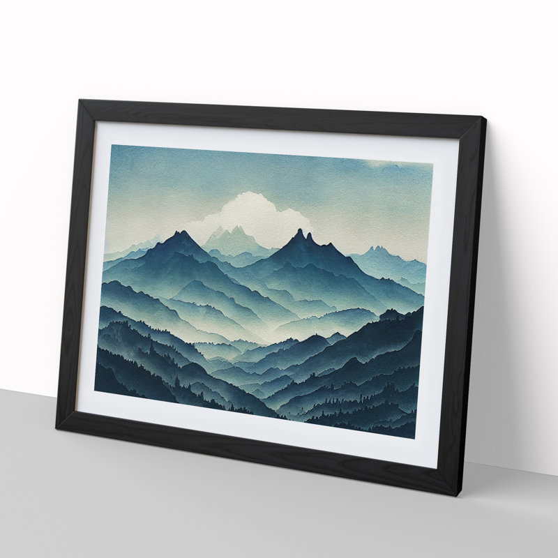 Cool Mist Mountains Vol.3 - Framed Print, 46cm H x 64cm W x 2cm D, Black Framed