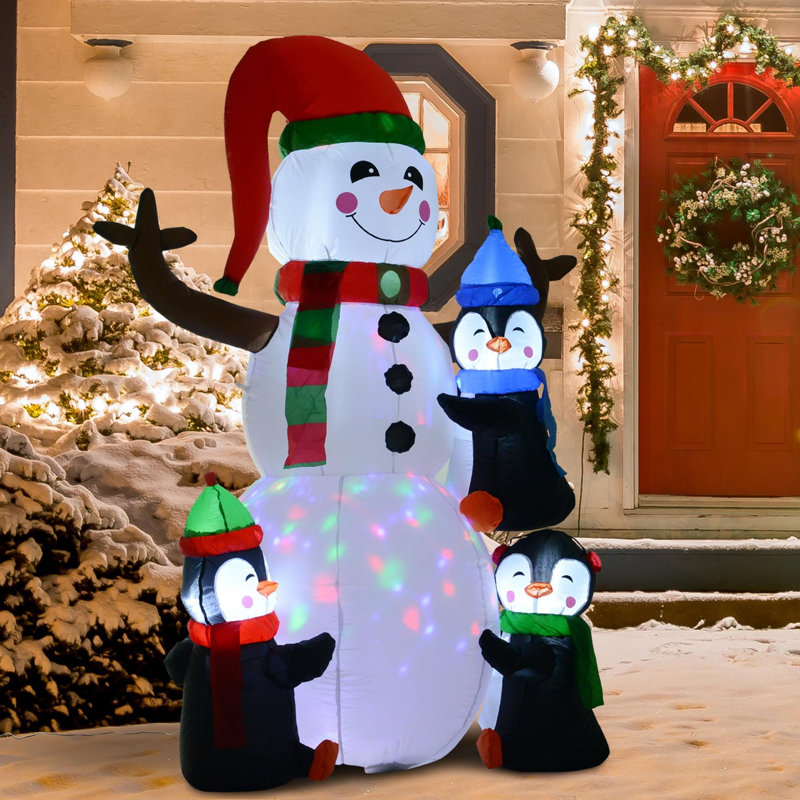 Bonhomme de neige gonflable 3 pingouins