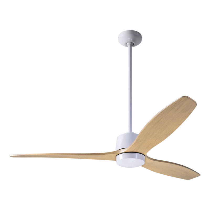 Arbor Downrod Ceiling Fan, Maple, Gloss White, Wall/Remote Combo Controls