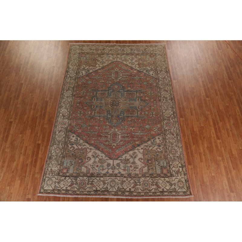 Tapis oriental Heriz à teinture végétale noué à la main 8 x 12