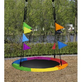 REDCAMP 43 inch Flying Saucer Swing Heavy Duty 500lb for Kids, Large Round Tire Swings for Outdoor Trees and Swingset, Blue/Green