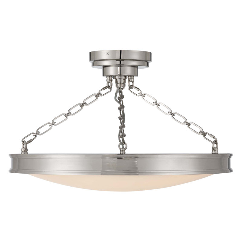 Plafonnier semi-encastré à DEL Cameron, Nickel poli, 24"