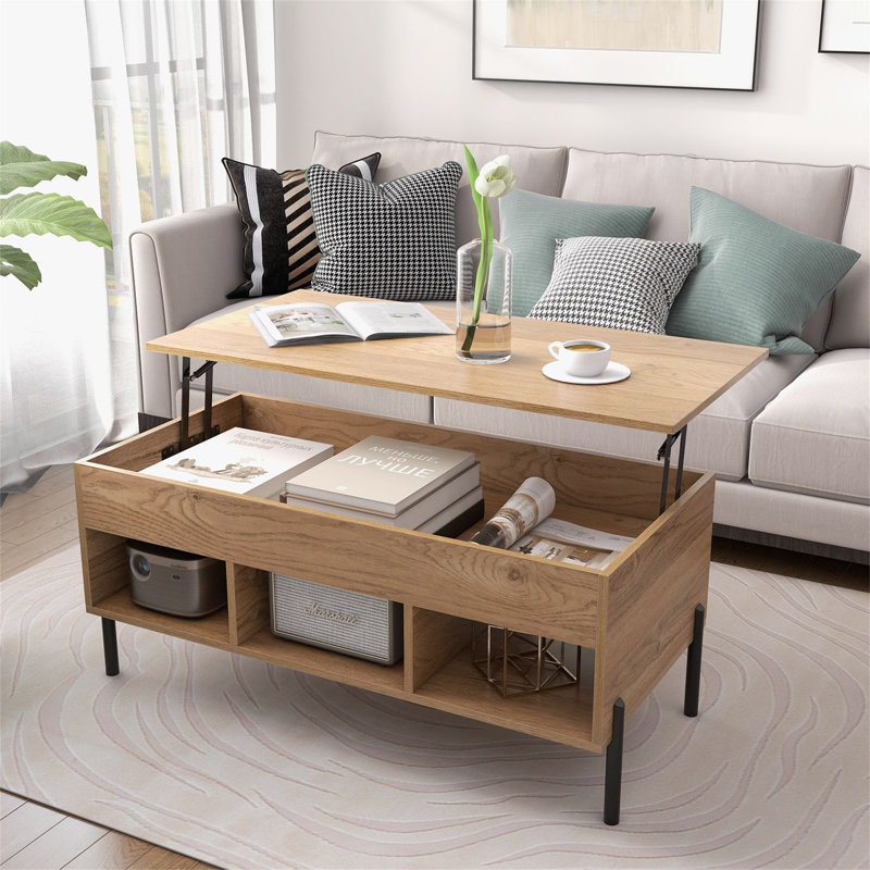 Coffee Table with Storage, Brown, Brown