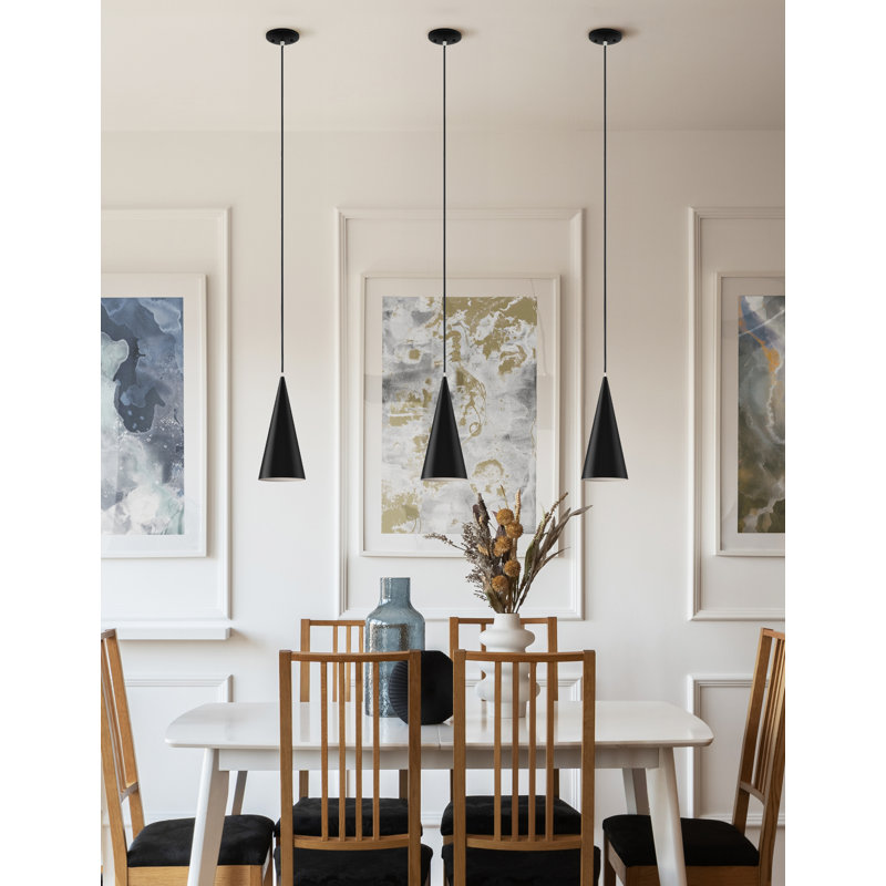 Luminaire suspendu conique 1 lumière Conos - L 7 po x l 7 po, Noir mat
