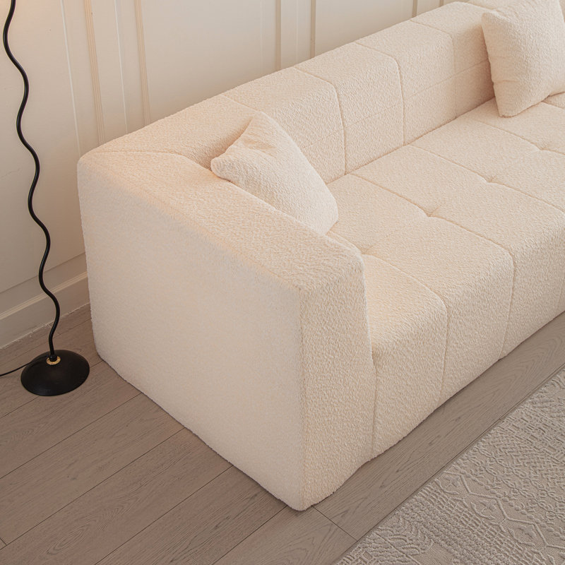 Canapé modulaire en forme de L de 105,5 po en forme de L, 3 places, canapé modulaire beige et mousse, Beige