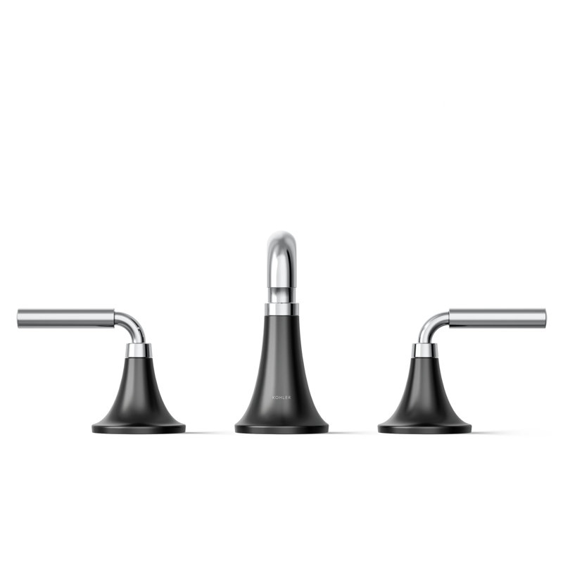Robinet de lavabo de salle de bain à large entraxe Tone, Argent / noir