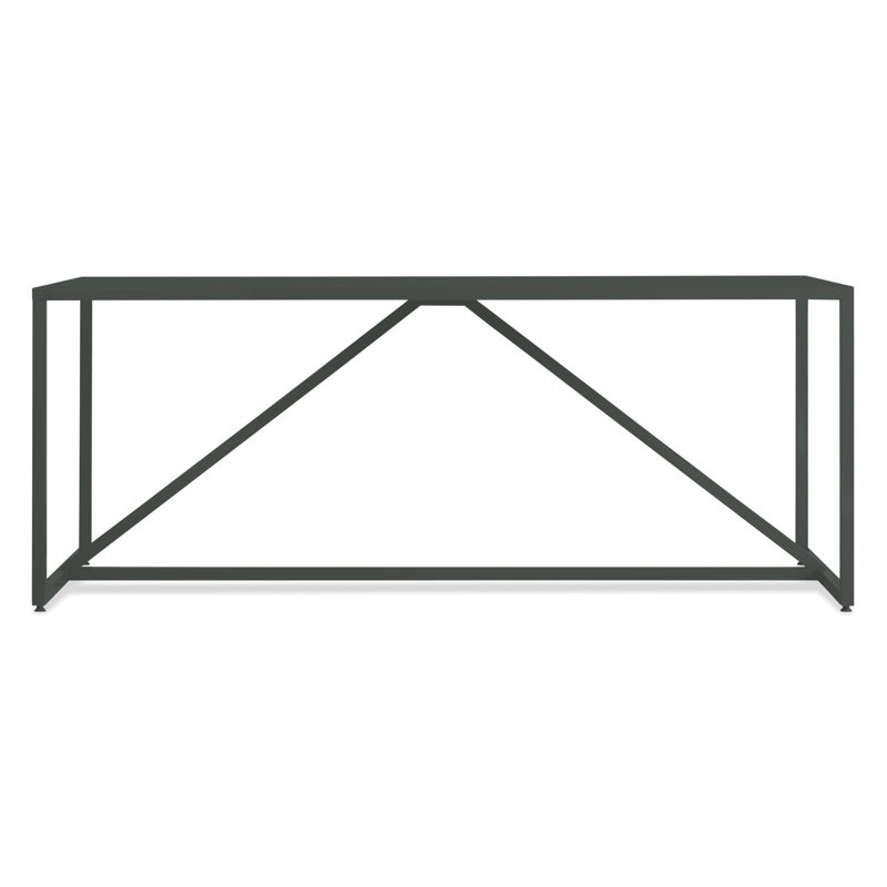 Strut Walnut Metal Base Dining Table, Slate, 35" W x 90" L, Bar (40" Height)