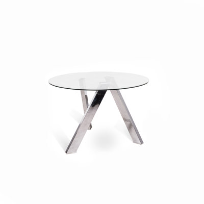 Tristani Round Glass Top Metal Base Dining Table