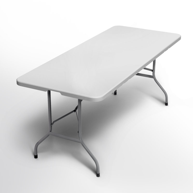 6ft Plastic Folding Table, Portable Bi-Fold Event Table, Indoor Outdoor Picnic Card Table with Carrying Handle, Gray