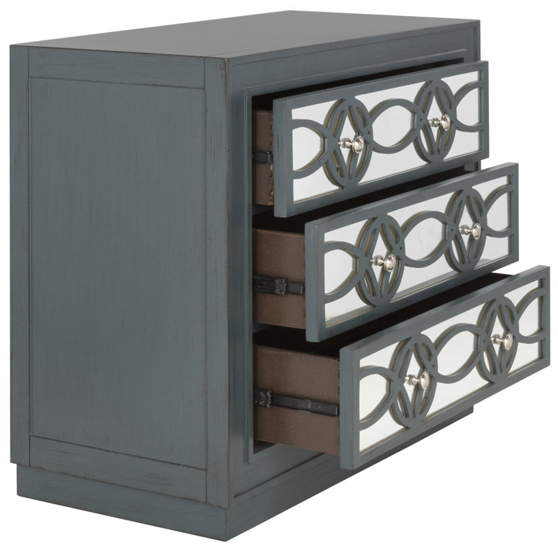Commode décorative 3 tiroirs Glacaeu, Sarcelle acier