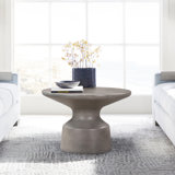 Anterrion 24" Wide Round Pedestal Coffee Table in Grey Concrete