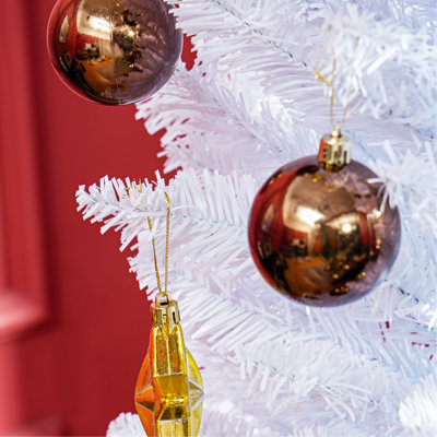 Arbre de Noël artificiel 8 pi avec 818 extrémités de branches réalistes et support en plastique, blanc