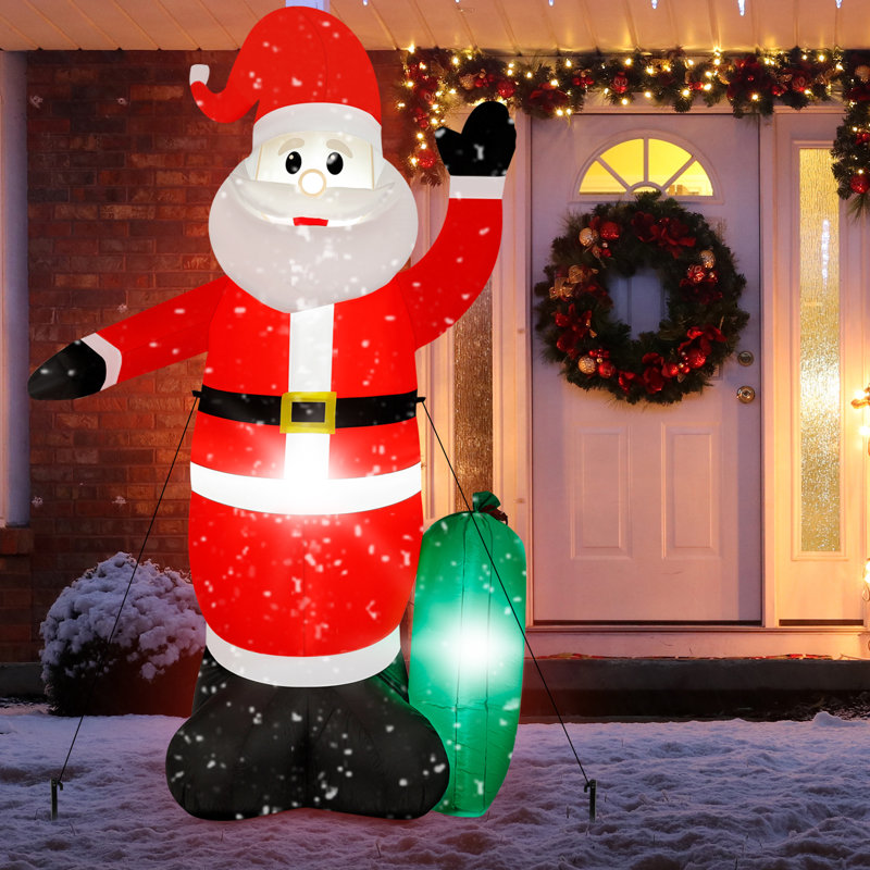 Père Noël gonflable illuminé 8 pi avec décoration de jardin gonflable pour la fête des fêtes