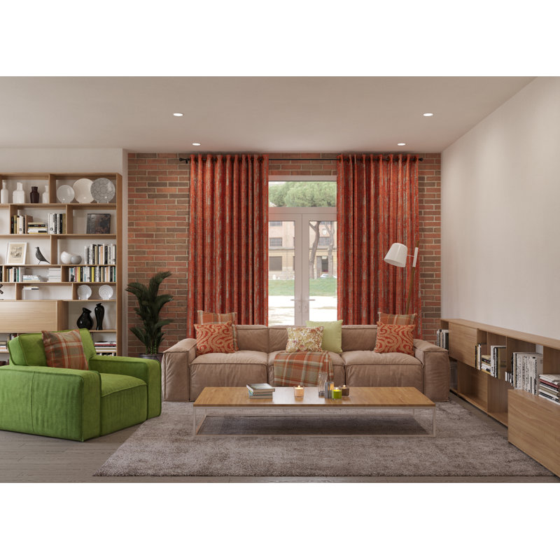 Arlean Room Darkening Curtain Pair, Burnt Orange, 167 W x 137 D cm