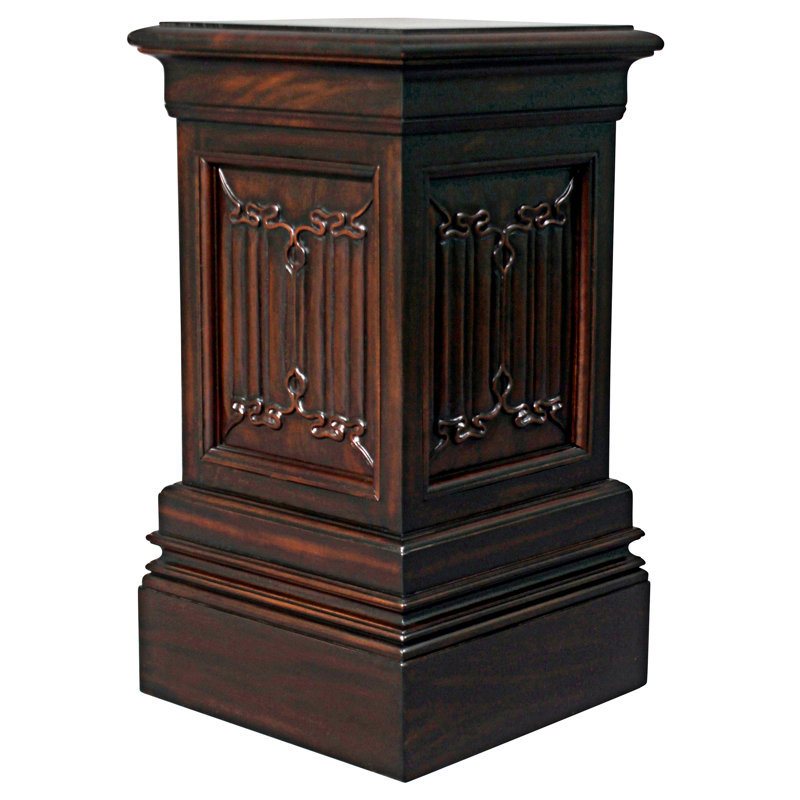 Canterbury Abbey Square Pedestal Mahogany Plant Stand, 23.5" H x 13" L x 13" D