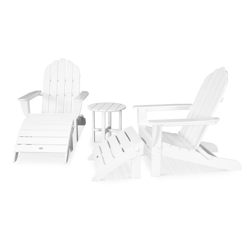 POLYWOOD Classic Oversized Adirondack 5-Piece Casual Set, White