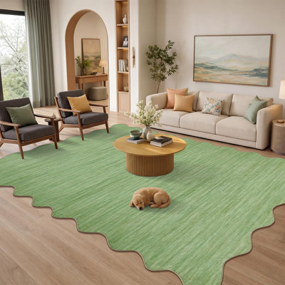 Tapis festonné lavable à bordure festonnée Tapis antidérapant uni antidérapant Tapis antidérapant