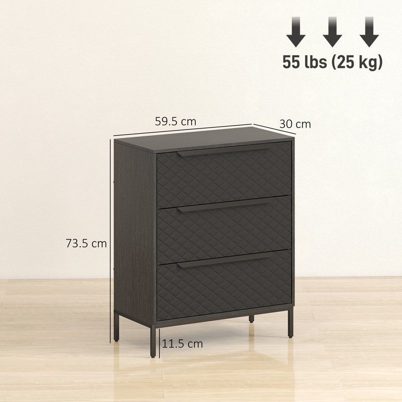 59.5cm W 3 - Drawer Chest of Drawers, Black