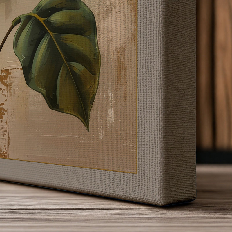 Hibiscus Study Botanical - Wrapped Canvas, 30x20 - 76.2 x 50.8 cm, Taupe Border