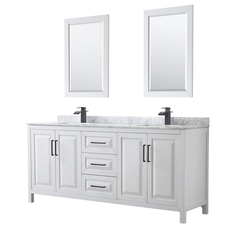 Daria 80'' W Double Vanity, White, Carrara Cultured Marble, Polished Chrome