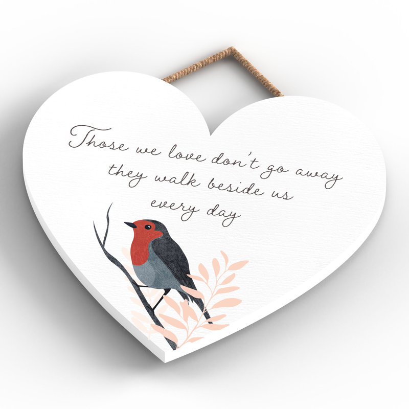 Robin Those We Love Don't Heart Wooden Wall Décor, 16cm H x 17cm W x 0.9cm D
