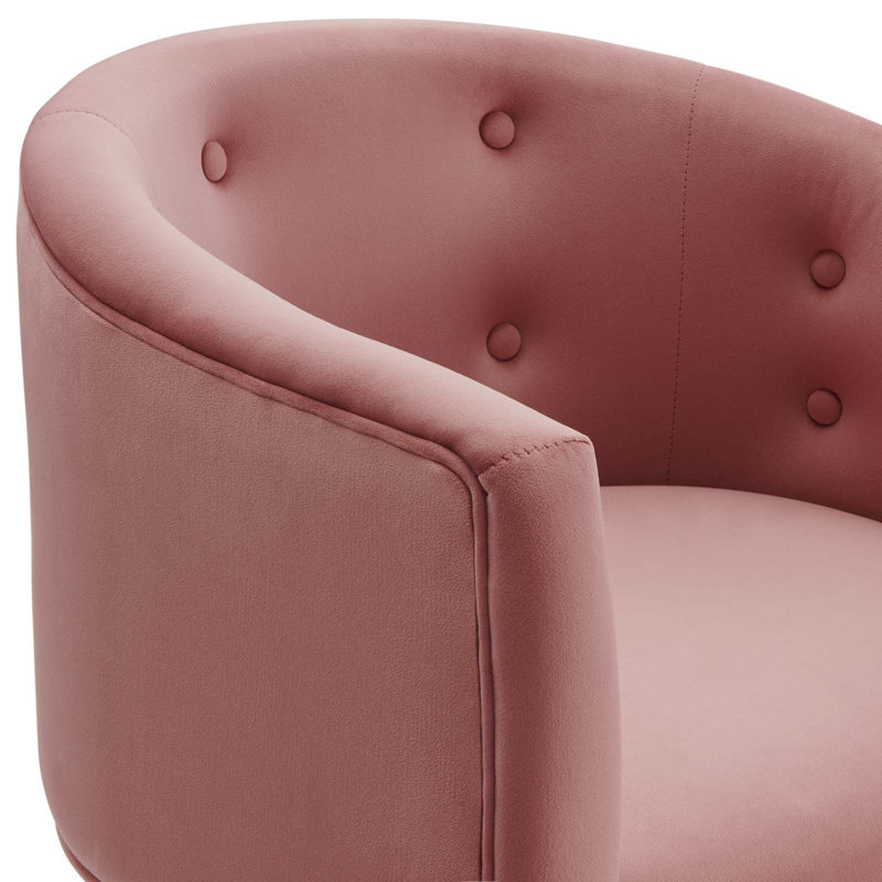 Savour Tufted Performance Velvet Accent Chair, Dusty Rose Velvet