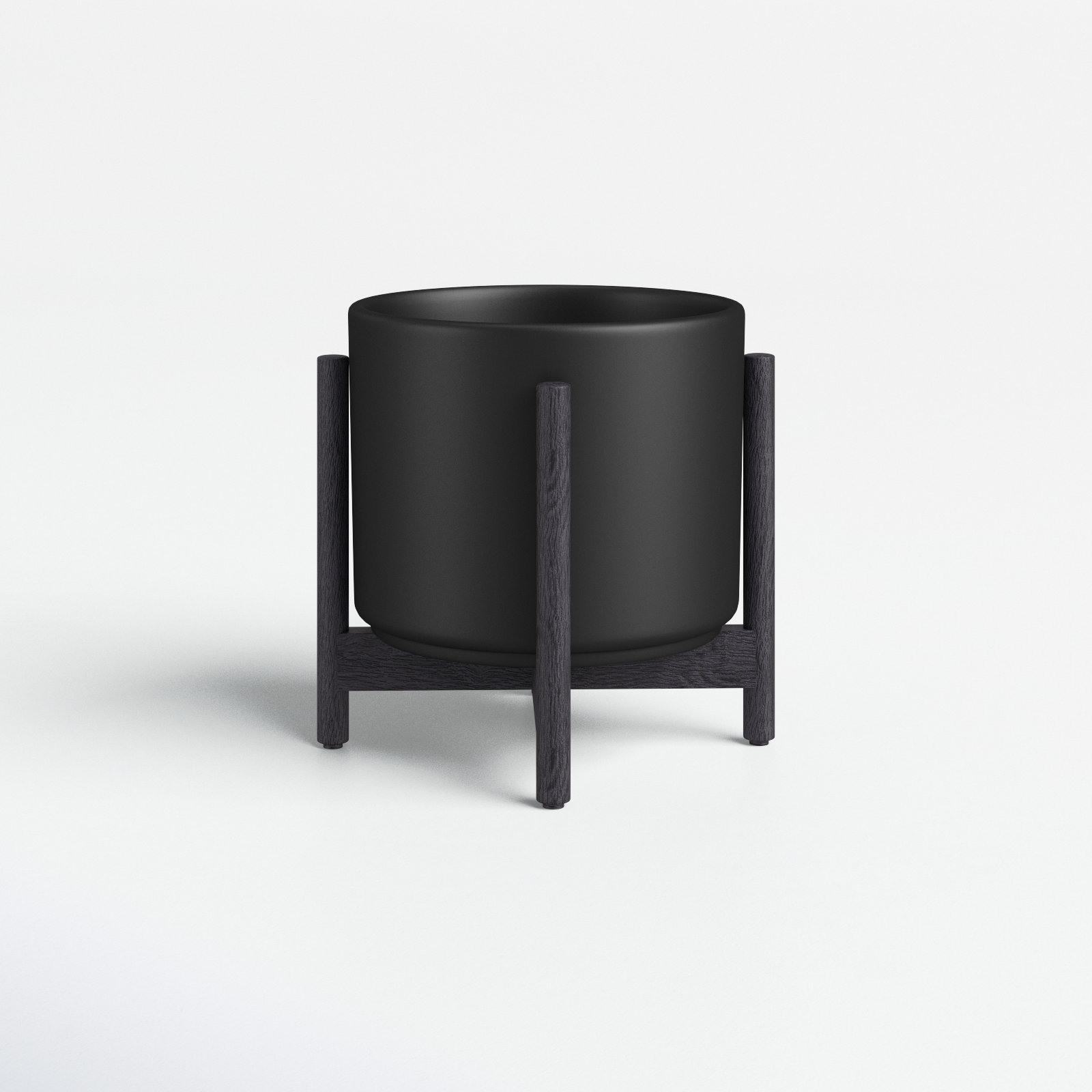 Ceramic Pot Planter, Black/Dark Gray