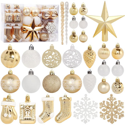 Ornement d'arbre de Noël, 132 pièces ensemble de décoration d'arbre de Noël Boule de Noël suspendue incassable Ornement d'arbre pour petits et grands assortiments pour décoration de sapin de Noël