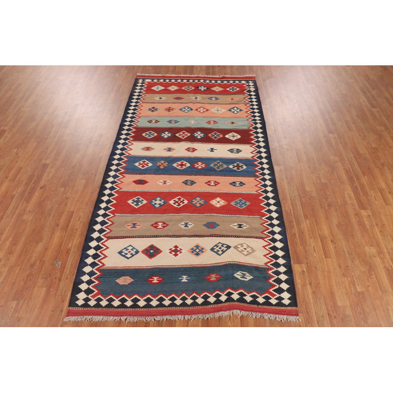 Tapis rayé à motif géométrique kilim 5 x 10