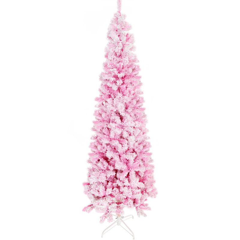 Arbre de Noël artificiel enneigé 7,5 pi de hauteur, pin mince et branches réalistes