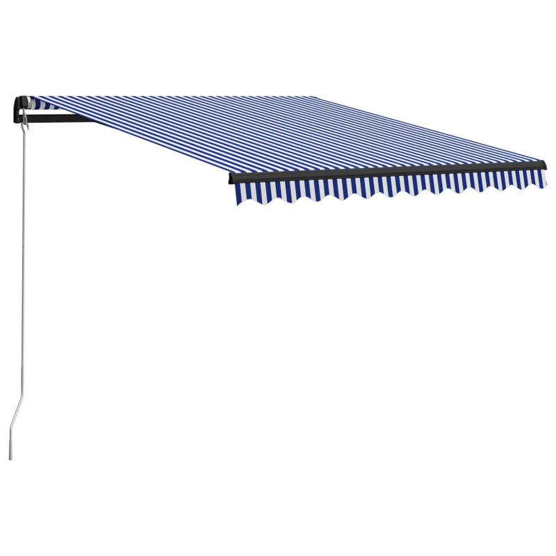Dakota Fields Anthracite Cover Retractable Patio Awning, 3m W x 4.5m L, Blue/White