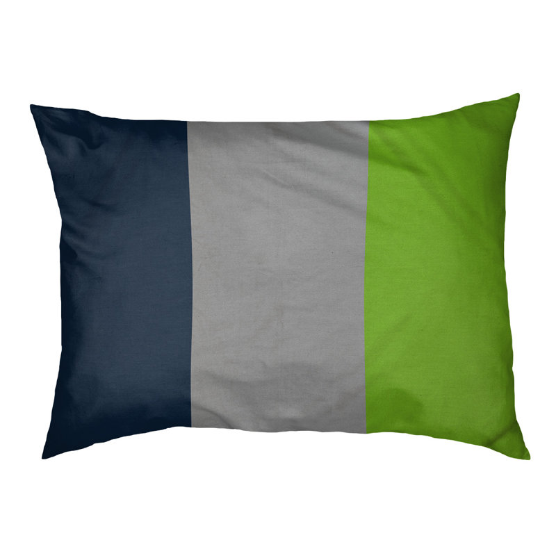 Oreiller rectangulaire designer, Moyen (L 30 po x l 40 po), Bleu minuit / gris clair de lune / vert aurore