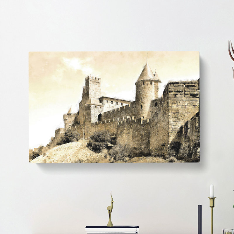 La Cite Citadel In Carcassonne France - Wrapped Canvas Print, 35cm H x 50cm W x 3cm D
