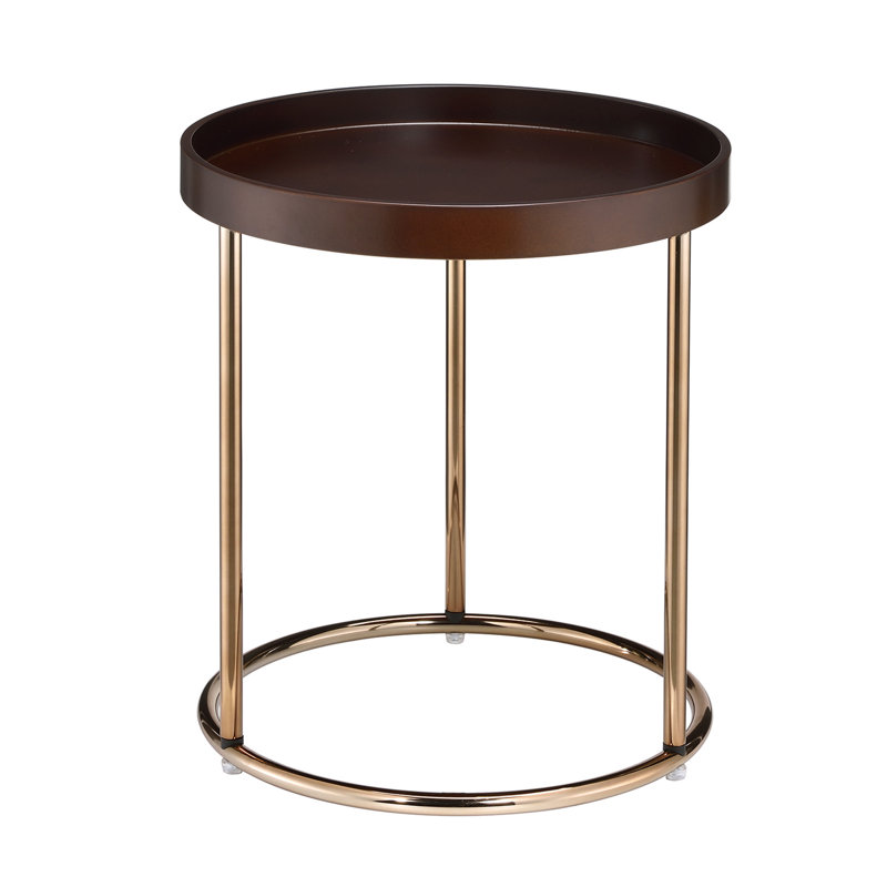 Genoa Round Tray Table With Metal Frame, Espresso