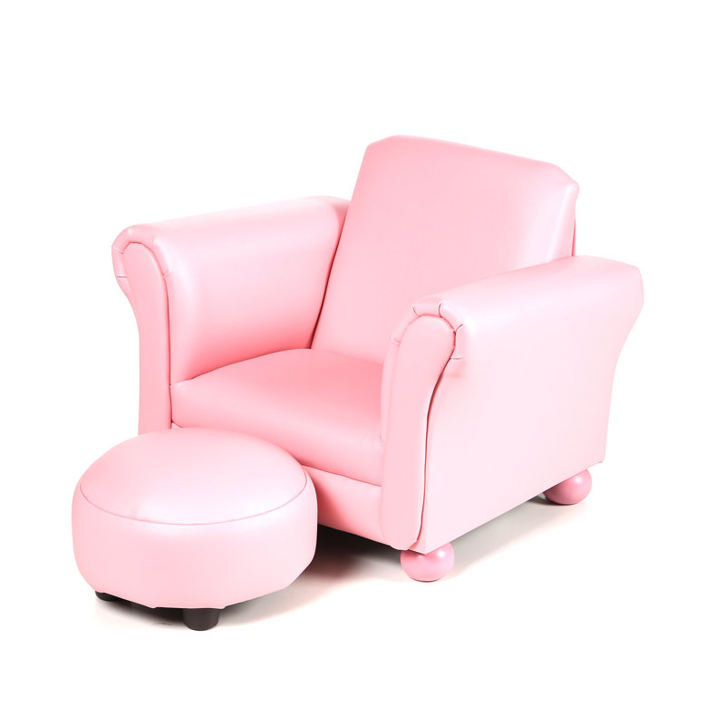 Aultman Kids 8'' Club Chair and Ottoman, Pink