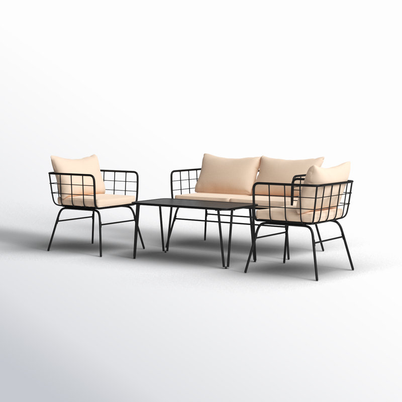 Arvenita 4 - Person Patio Conversation Set with Cushions
