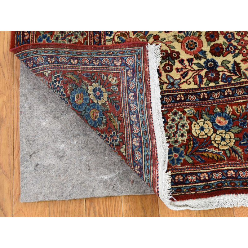 Tapis décoratif noué à la main beige de conception unique 4 pi 4 po x 6 pi 9 po