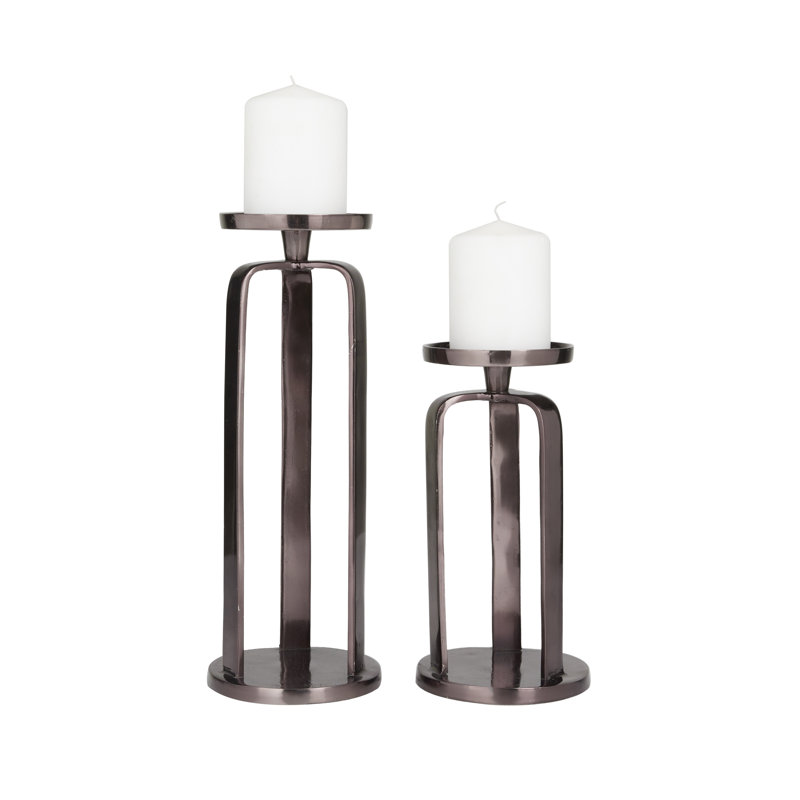 Ensemble de porte-bougie en aluminium, Noir, H 13,6 po x l 5,1 po x P 4,95 po