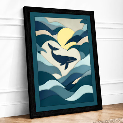 Whale in Motion Coastal - Framed Print