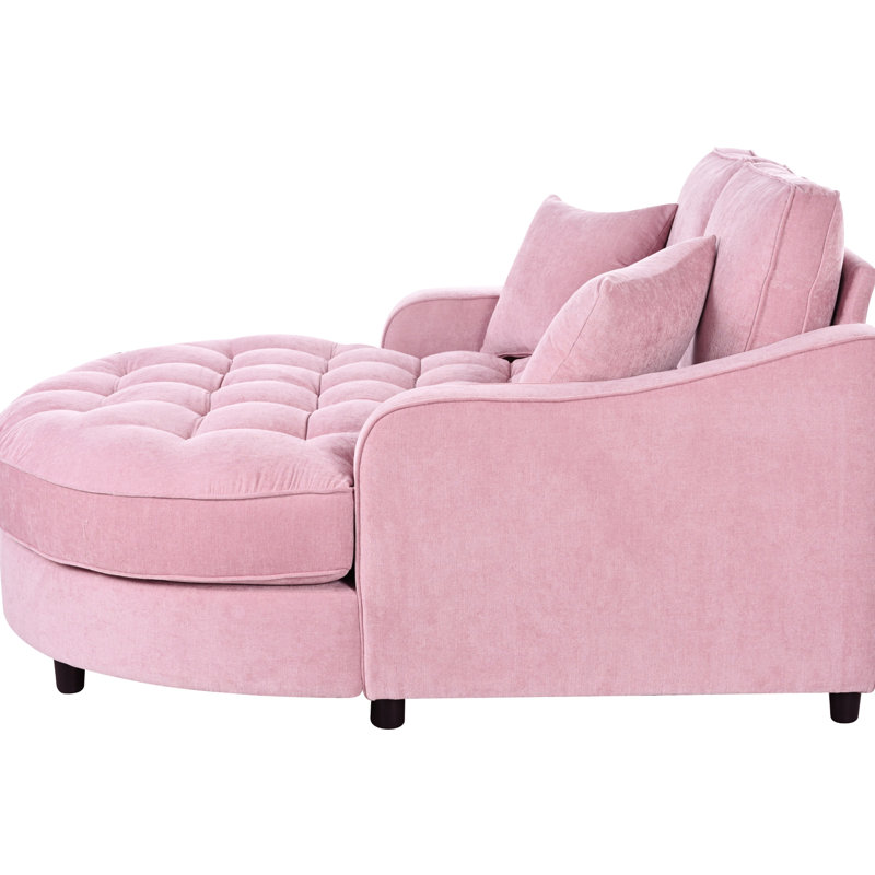 Chaise longue rose, tissu, coussins amovibles, 55 po pour un look attrayant, rose, siège et coussins tendance
