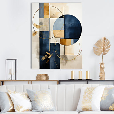 Organic Simplicity Minimal Geometry Navy Blue I - Modern Geometric Canvas Print