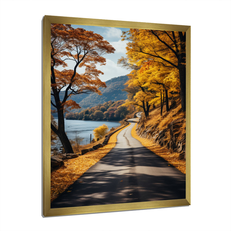 «Badi Road Through Yellow Forest III», reproduction sur toile, H 32 po x l 24 po x P 1 po, Encadrement doré